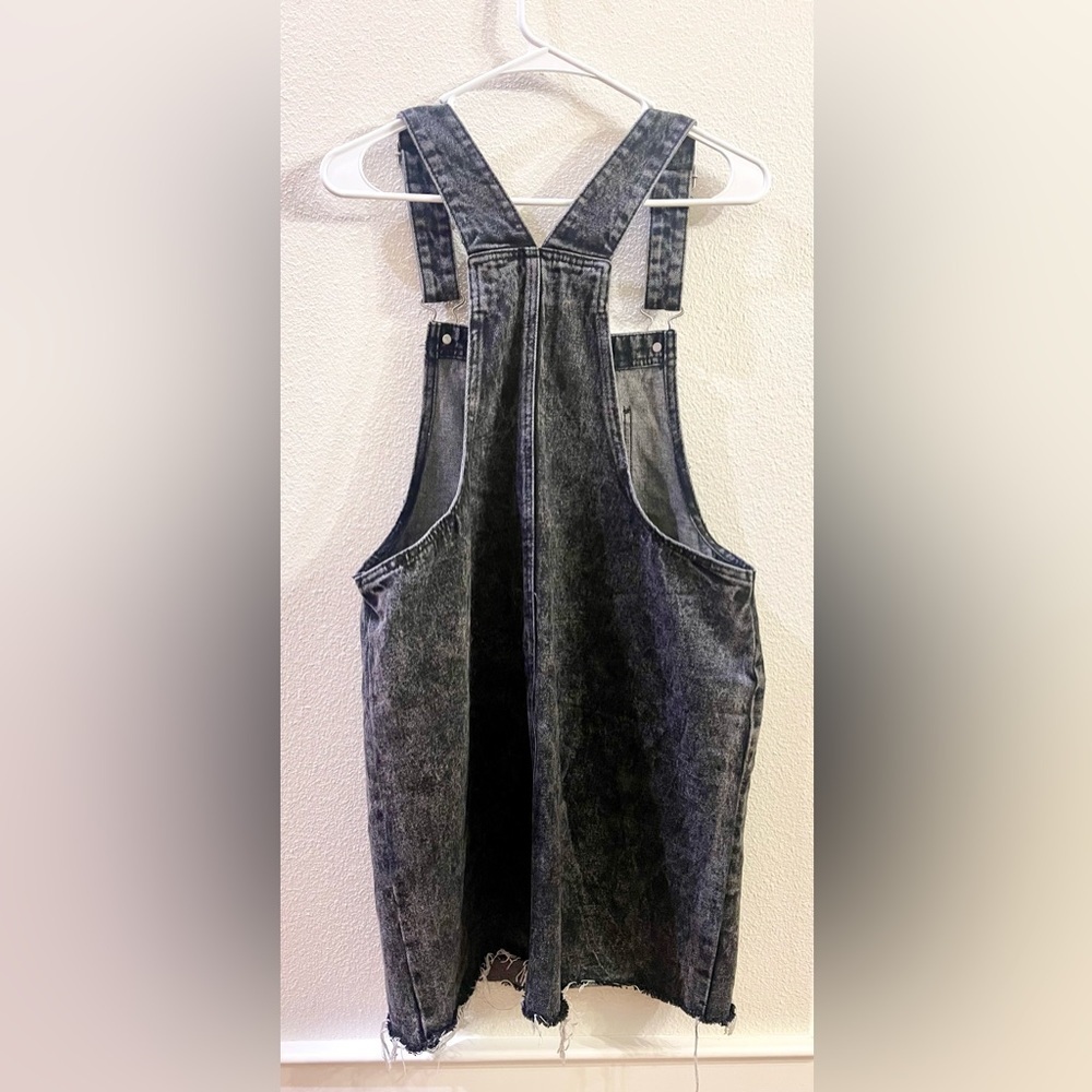 Wild Fable Overalls Jean Skirt Dress Size M Black Acid Washed Denim - Picture 3 of 8
